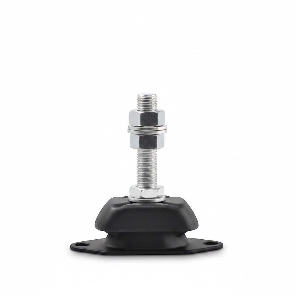 Novibrasyon Marin black rubber marine engine mount with 16mm stud, 100KG capacity, for Volvo Penta, Mercruiser, Beta engines.