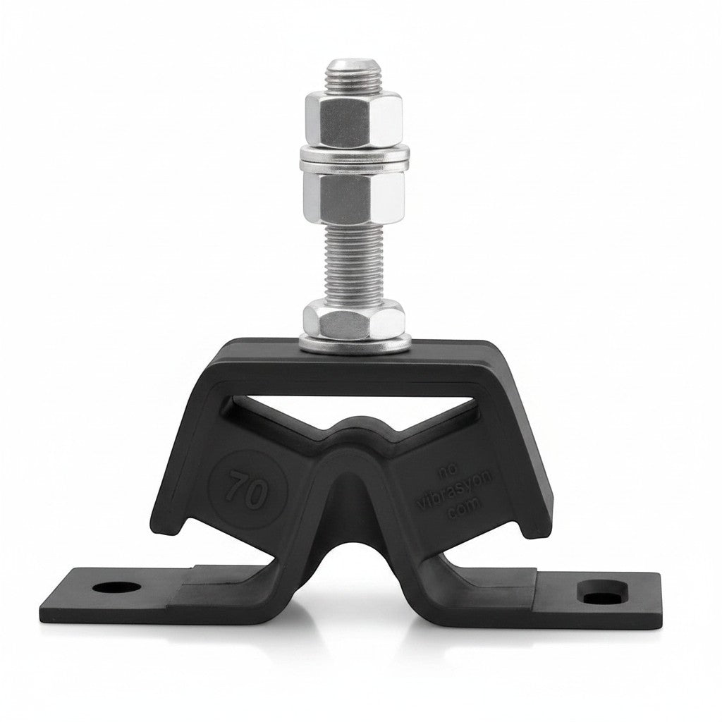 Novibrasyon Marin black rubber engine motor mount with 70kg capacity for Yanmar 1GM rear gearbox position.