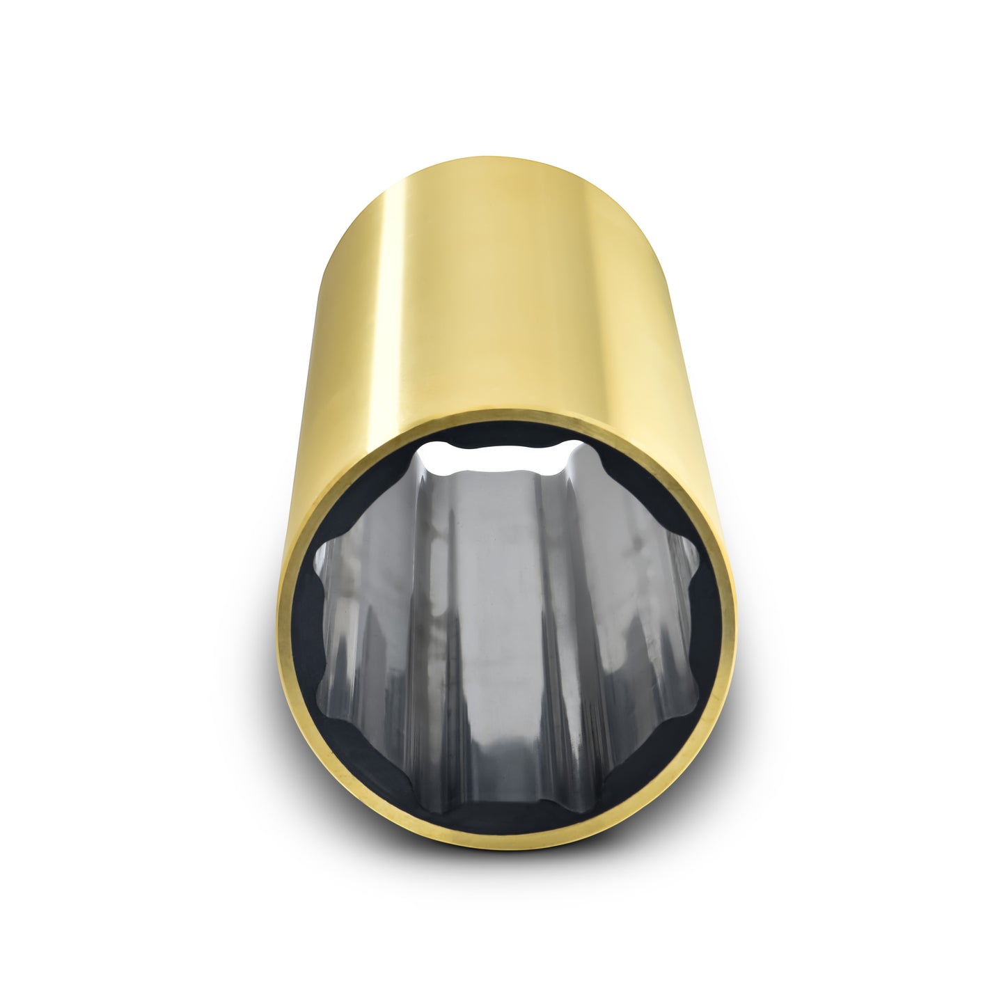 Novibrasyon Marin bronze shaft bearing, cylindrical shape with fluted interior, marine-grade bronze construction.