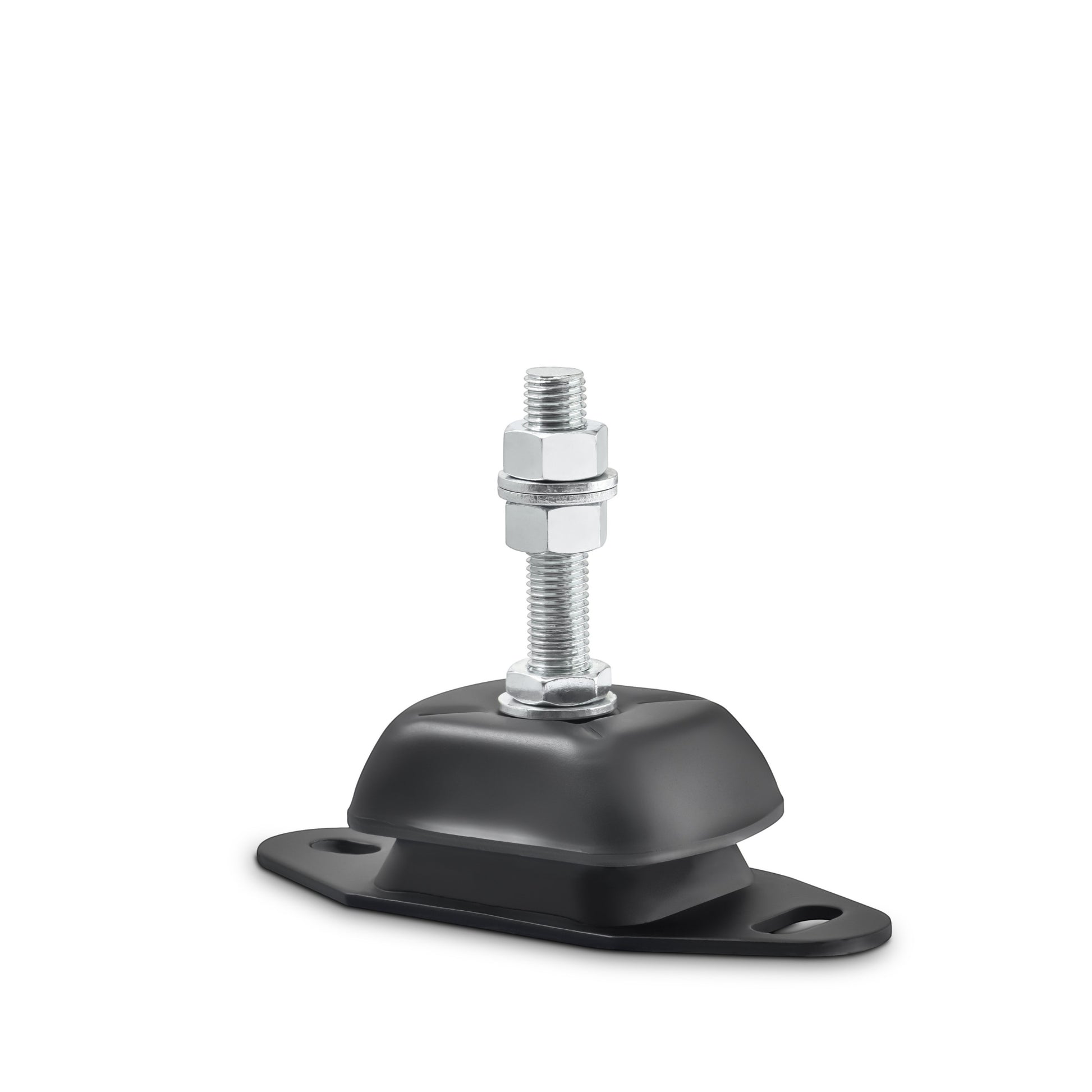 Novibrasyon Marin black rubber marine engine mount with metal bolt and nuts, 300KG load capacity.