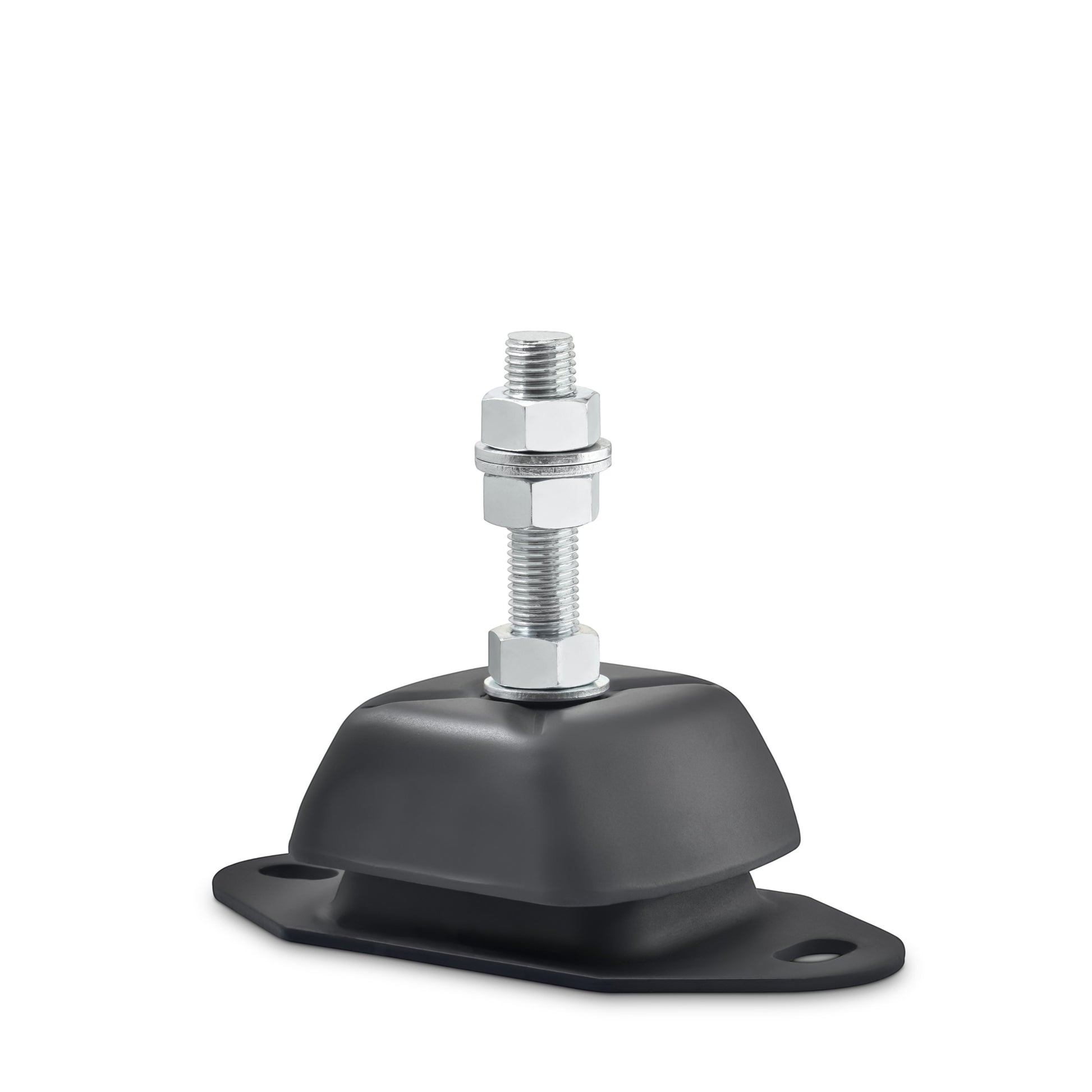 Novibrasyon Marin black heavy-duty flexible engine mount with 20mm stud, 500KG capacity, and steel base.