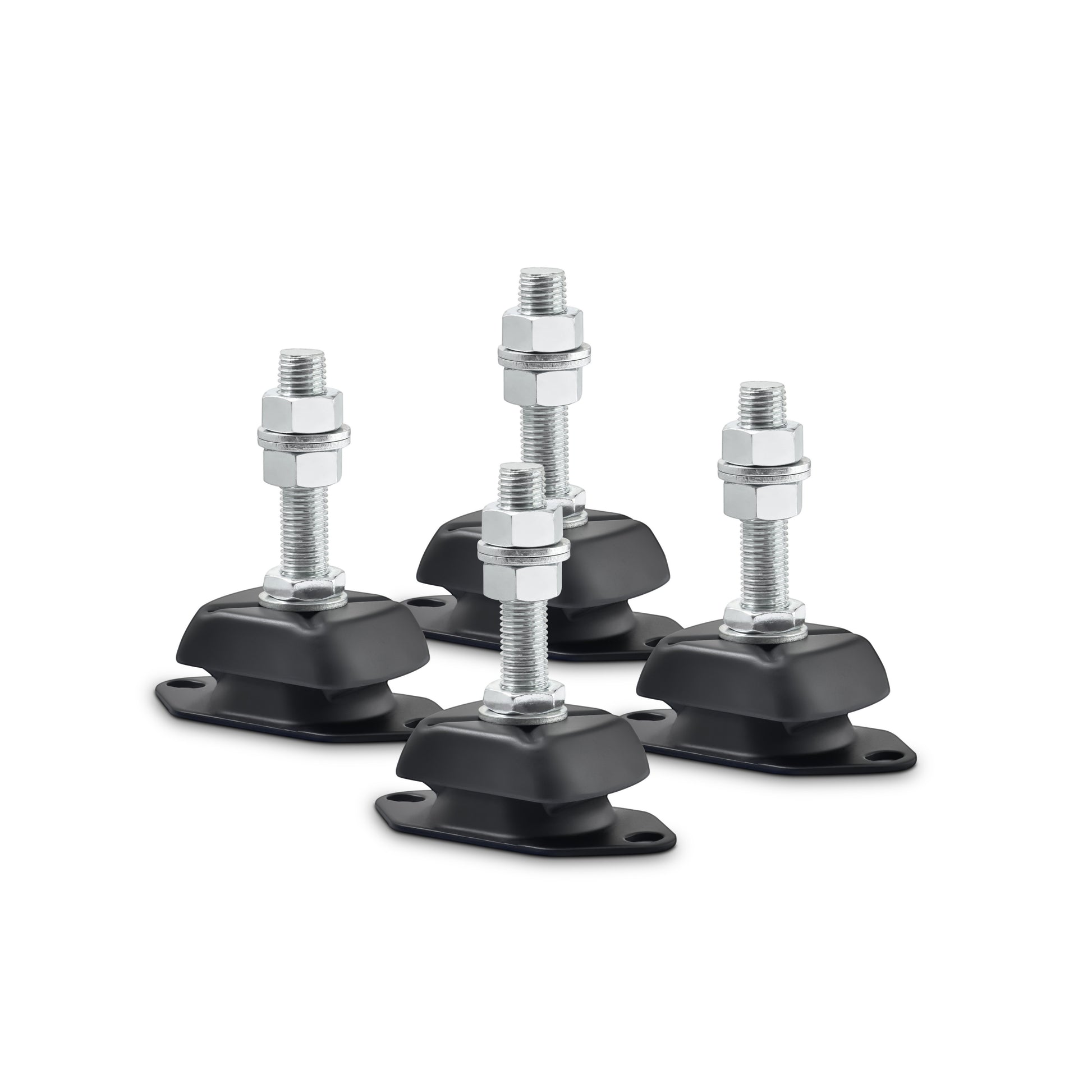 Novibrasyon Marin set of 4 black rubber marine engine mounts with metal studs and nuts, 55KG capacity, 16mm stud