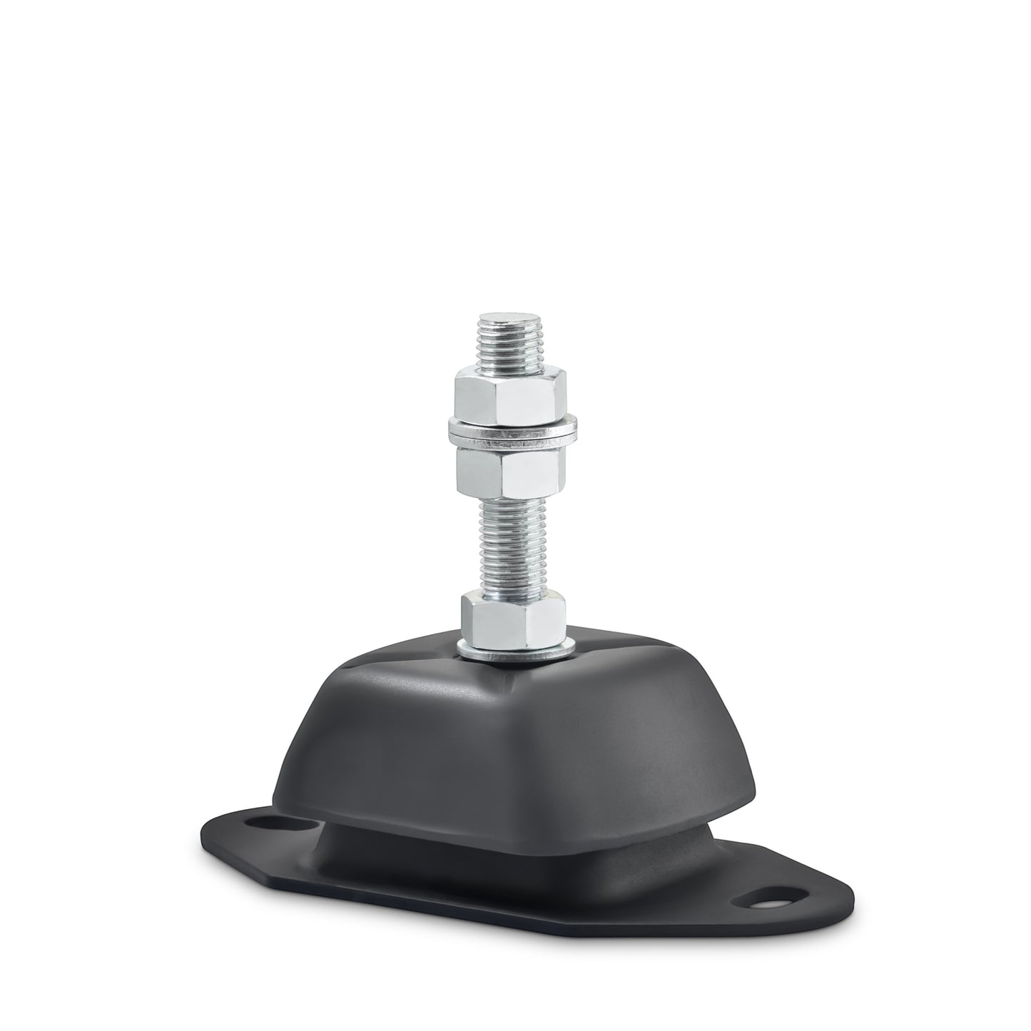 Novibrasyon Marin heavy duty black rubber marine engine mount with 20mm stud and 800KG load capacity.