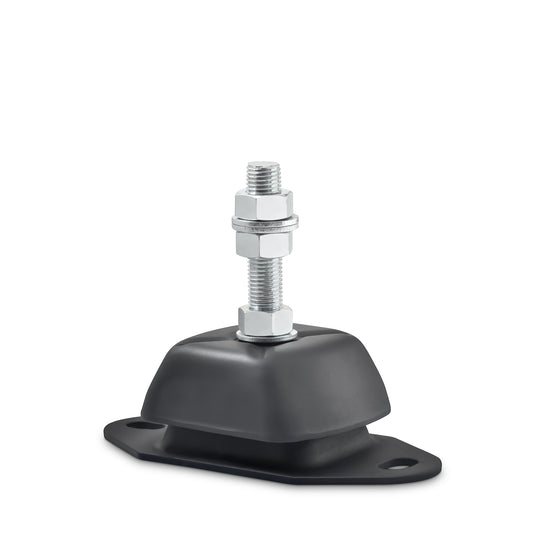 Novibrasyon Marin heavy duty black rubber marine engine mount with 20mm stud and 800KG load capacity.