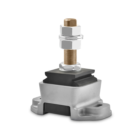 Novibrasyon Marin engine mount with silver metal base, black rubber isolator, and threaded stud with nuts.