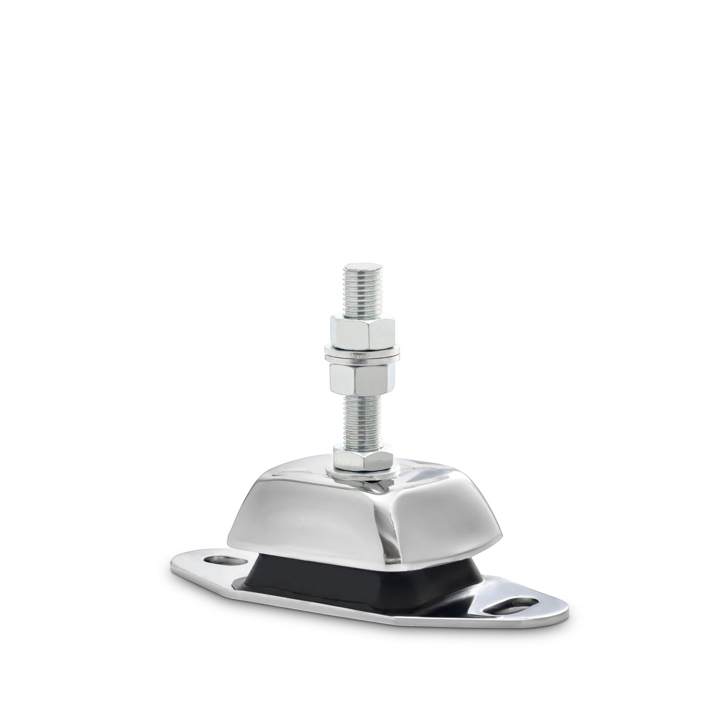 Novibrasyon Marin stainless steel marine engine mount with rubber vibration dampener and threaded stud.