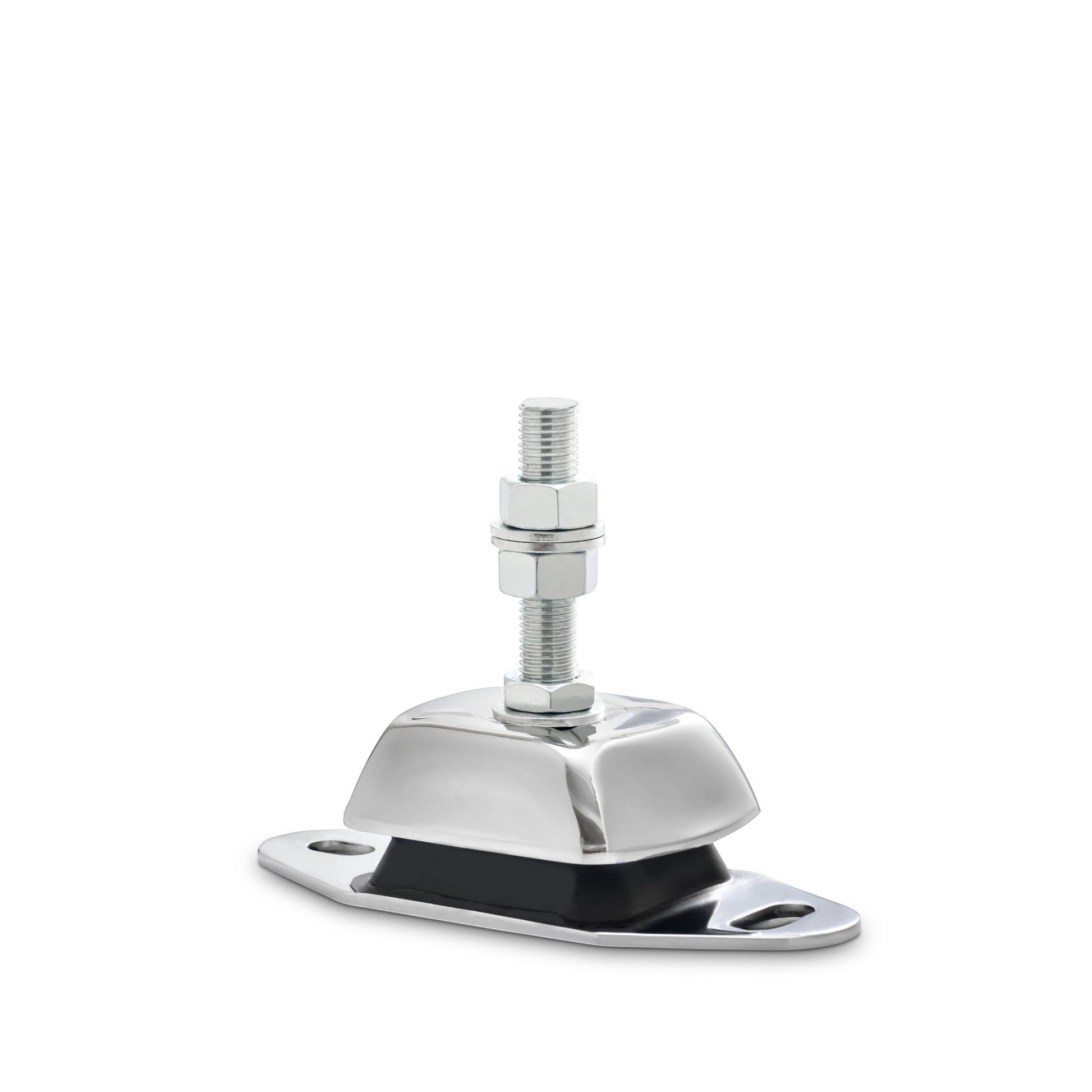 Novibrasyon Marin stainless steel marine engine mount with rubber vibration dampener and threaded stud.