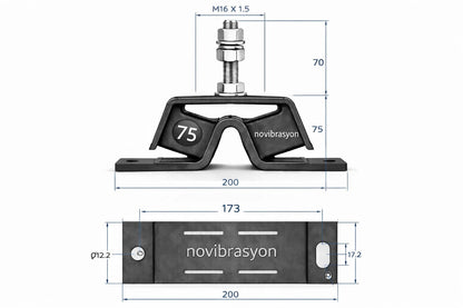 Novibrasyon Marin engine mount for Yanmar GM/YM series, heavy-duty galvanized steel with reinforced rubber, reduces vibration.