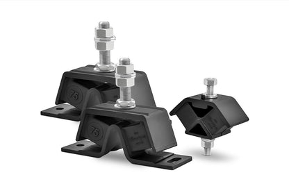 Novibrasyon Marin engine mount set for Yanmar saildrive engines. Black rubber and metal construction with bolts and nuts.