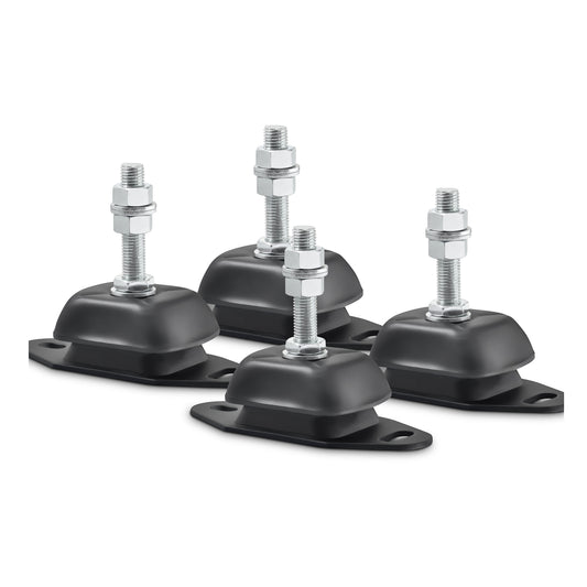 Novibrasyon Marin set of 4 black rubber marine engine mounts with metal studs and nuts, 300KG capacity.