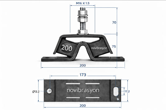 Novibrasyon Marin stainless steel engine mount, model 200, for Yanmar 4JH series engines. Features heavy-duty construction and corrosion resistance.