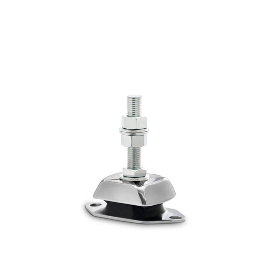 Novibrasyon Marin VV1 Stainless marine engine mount with 55KG load capacity, featuring a polished stainless steel casing and black rubber vibration dampener.