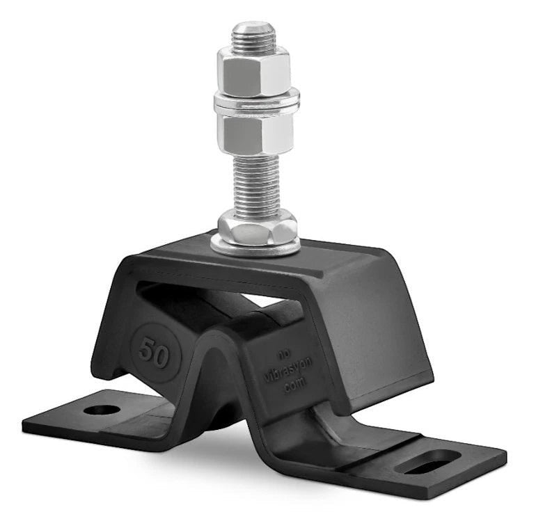 Novibrasyon Marin black rubber and metal front engine motor mount for Yanmar 1GM, 50kg capacity.