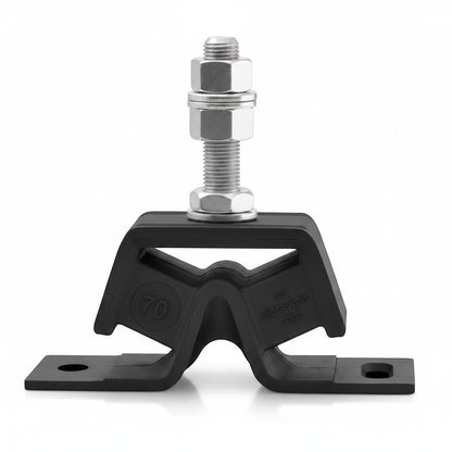 Novibrasyon Marin black rubber engine motor mount with 70kg capacity for Yanmar 1GM rear gearbox position.