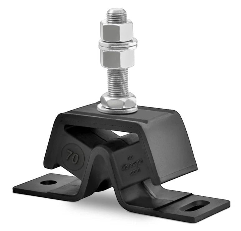 Novibrasyon Marin black rubber engine motor mount for Yanmar 1GM, 70kg capacity, rear gearbox position.
