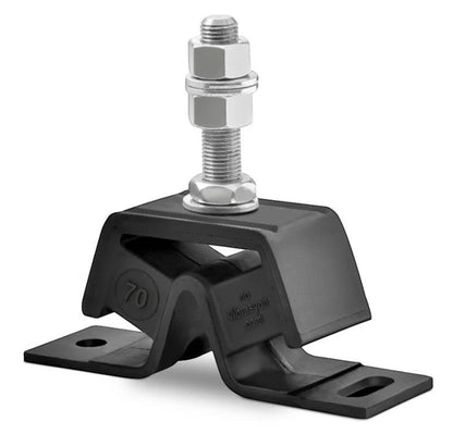 Novibrasyon Marin black rubber engine motor mount for Yanmar 1GM, 70kg capacity, rear gearbox position.