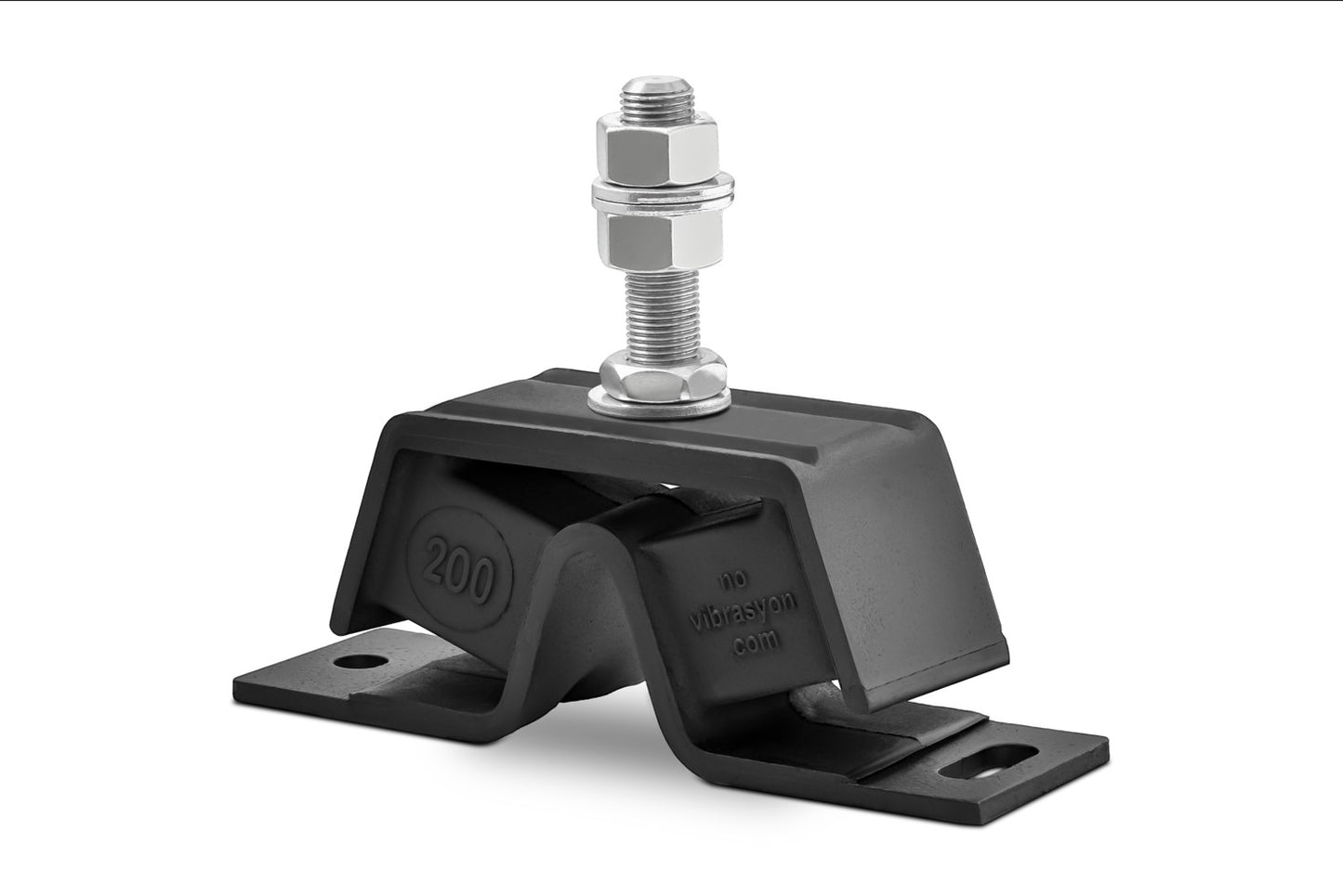 Novibrasyon Marin black rubber engine mount with metal bracket and bolt, for Yanmar 4JH series marine engines.