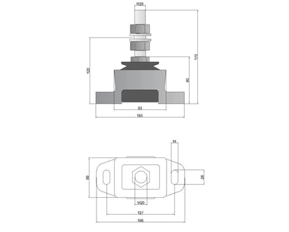 Novibrasyon Marin engine mount for Yanmar 4LHA series, features rubber vibration absorption and saltwater-resistant aluminum body.