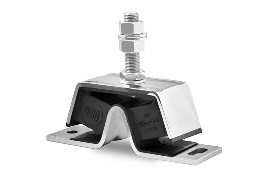Novibrasyon Marin 200 stainless steel marine engine mount for Yanmar 4JH series. Features rubber vibration dampening and a 200kg capacity.