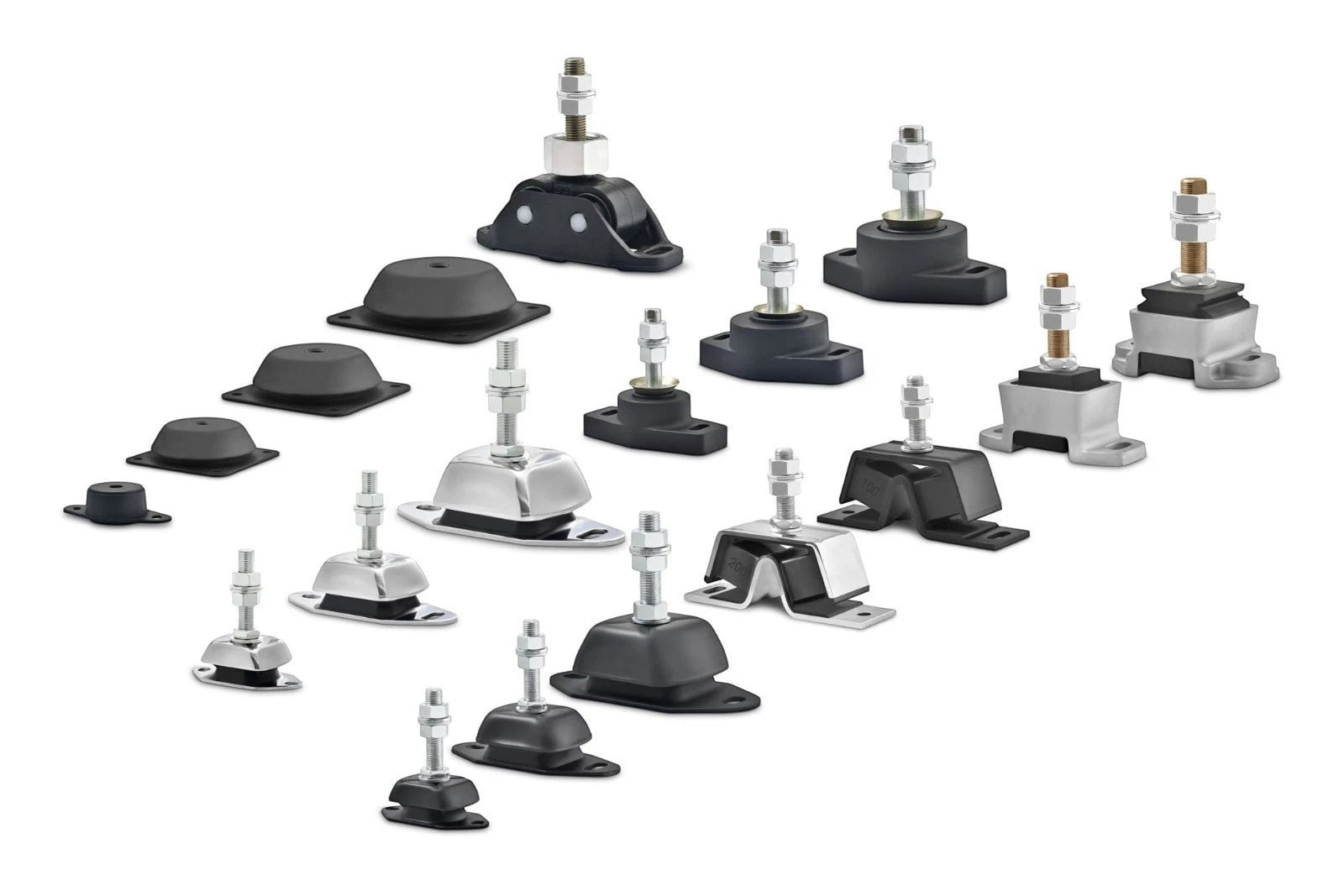 Novibrasyon Marin Yanmar Saildrive motor mounts: galvanized steel and rubber vibration dampeners for SD20, SD25, SD30.