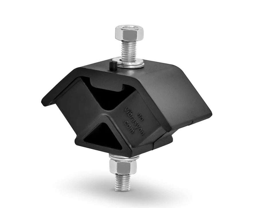Novibrasyon Marin black rubber and galvanized steel saildrive motor mount for Yanmar SD20 SD25 engines.