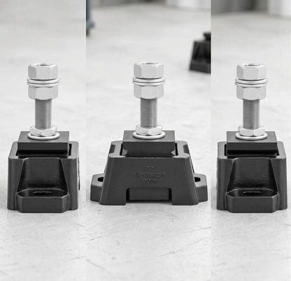 Novibrasyon Marine Engine Mount for Cummins QSM QSB QSC QSL 6CTA, black aluminum body, heavy-duty vibration isolation.
